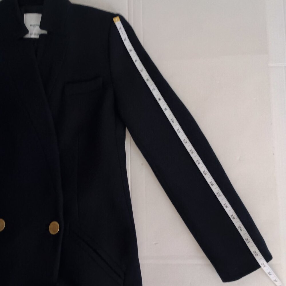 Mango Wool Blend Double Breasted Mid-Thigh Suit Coat Navy Blue Women’s XXS EUC - Picture 13 of 16